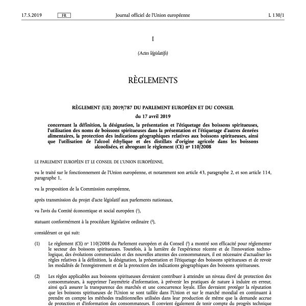 Le nouveau règlement européen des spiritueux